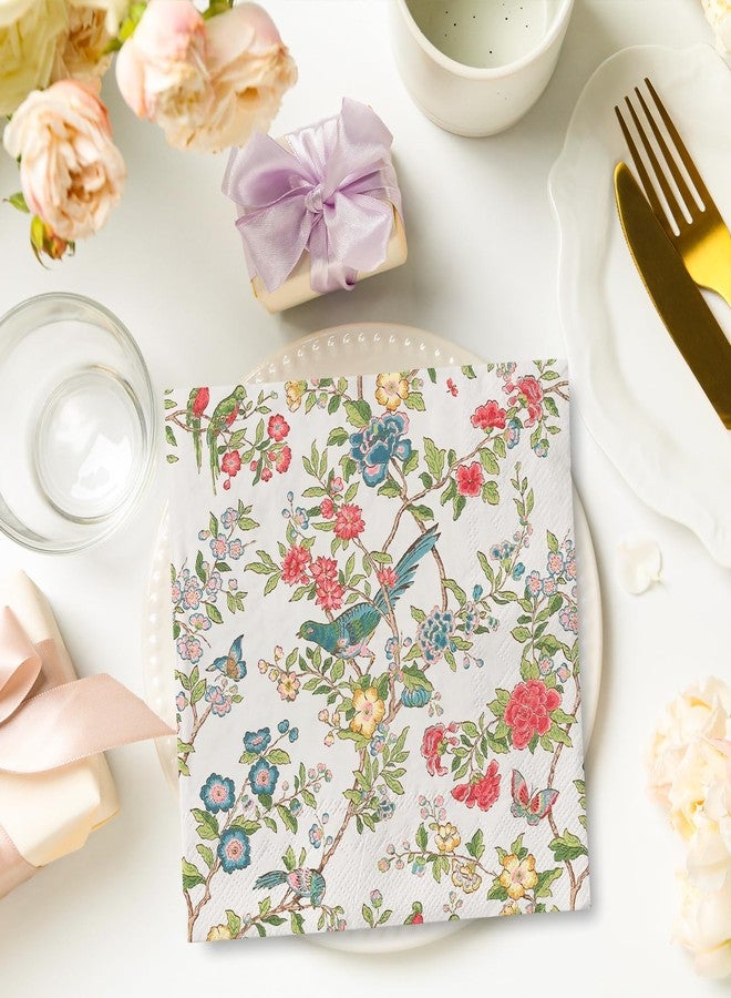 JarThenaAMCS مناديل ورقية مزينة برسومات طيور وزهور من جارثينا إيه إم سي إس، مناديل غداء عتيقة الطراز للاستخدام مرة واحدة، مناديل ورقية أنيقة لحفلات العشاء والحلويات الربيعية، مناسبة لأعياد الميلاد وحفلات الزفاف وحفلات توديع العزوبية، مقاس 6.5 × 6.5 بوصة، 50 قطعة - Image 5